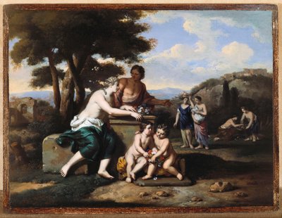 Nymphes cueillant des Fleurs dans un Paysage - Gerard Hoet