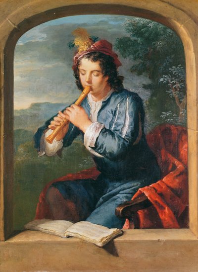 Jeune homme jouant de la flûte - Gerard Hoet