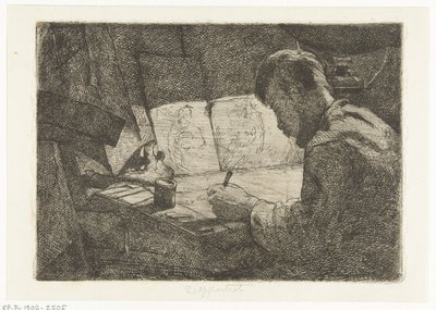 Autoportrait à la table de dessin - Gerard Jan Bos