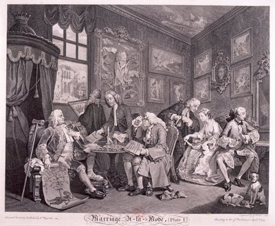 Mariage à la mode, 1745, planche I - Gerard Jean Baptiste Scotin