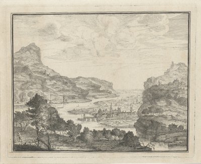 Paysage fluvial avec vue sur une ville - Gerard Melder