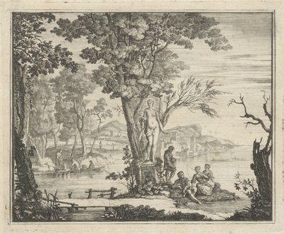 Paysage fluvial avec pêcheurs près d