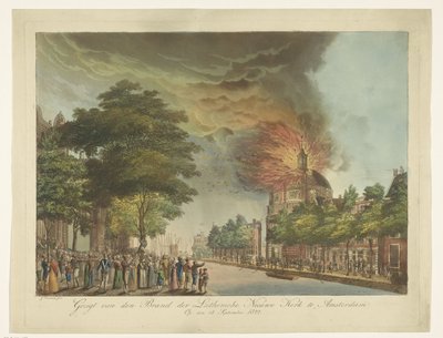 Incendie de la Nouvelle Église Luthérienne sur le Singel à Amsterdam, 18 septembre 1822 - Gerard Overman