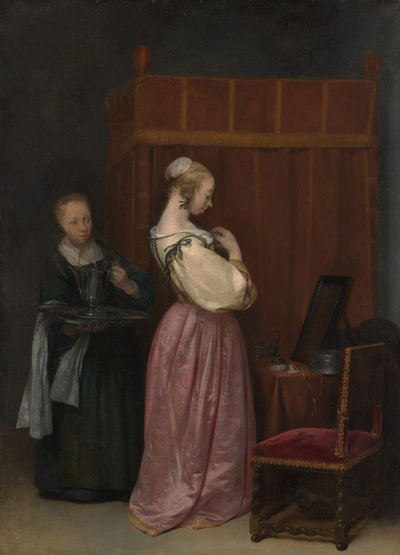 Jeune femme à sa toilette avec une servante - Gerard Terborch II