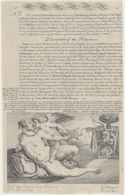 Billet de tombola pour la peinture de Vénus et Cupidon d