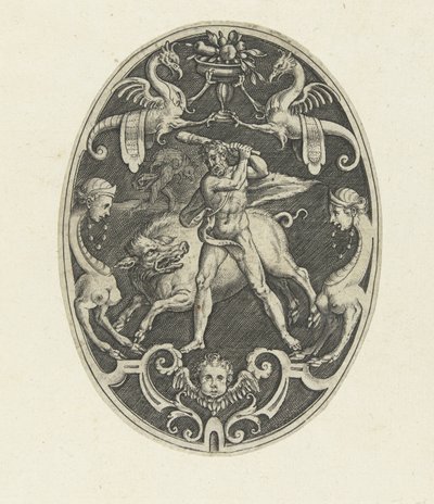 Décoration plate : Hercule capture le sanglier d