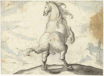 Cheval cabré devant un port italien - Gerard ter Borch (I)