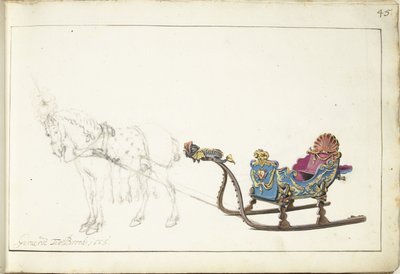 Cheval et traîneau - Gerard ter Borch (II) (signed by artist)