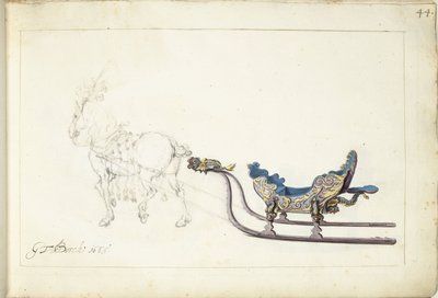 Cheval et traîneau - Gerard ter Borch (II) (signed by artist)