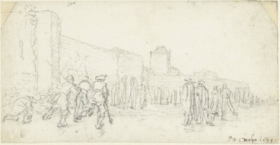 Divertissement sur glace près de la porte de Zijl à Haarlem - Gerard ter Borch (II)