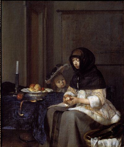 Une mère épluchant une pomme - Gerard ter Borch