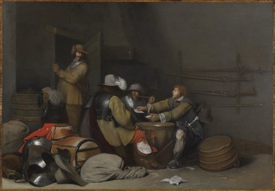 Intérieur de la salle des gardes avec des soldats fumant et jouant aux cartes - Gerard ter Borch