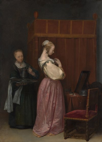 Une jeune femme à sa toilette avec une servante, vers 1650-51 - Gerard ter Borch