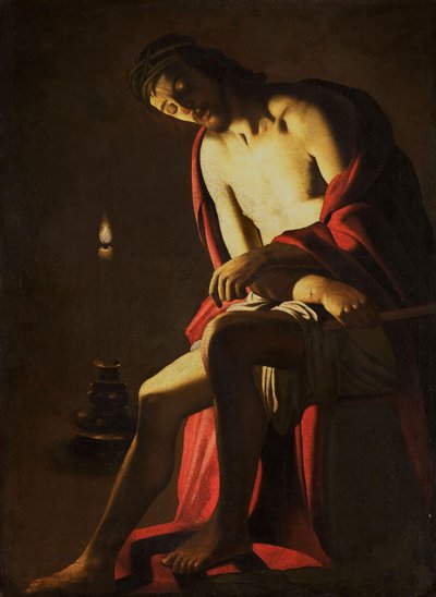 Christ sur la pierre froide - Gerard van Honthorst (copy after)