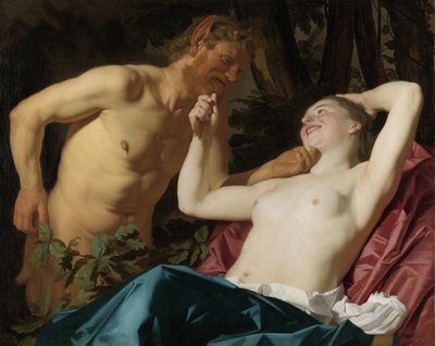 Satyre et nymphe - Gerard van Honthorst (signed by artist)