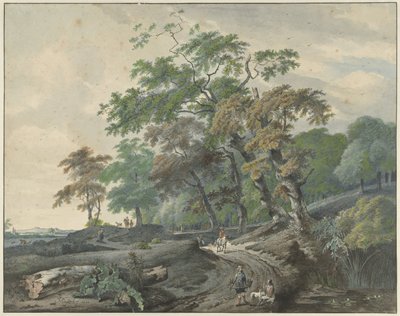 Paysage avec un chemin à travers une forêt et un fauconnier - Gerard van Nijmegen