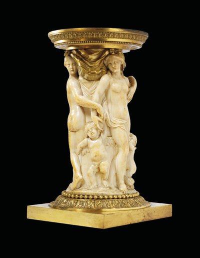 Manche de chope cylindrique en ivoire sculpté des Trois Grâces - Gerard van Opstal