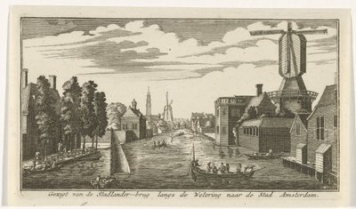 Vue le long du canal vers Amsterdam - Gerardus Condet