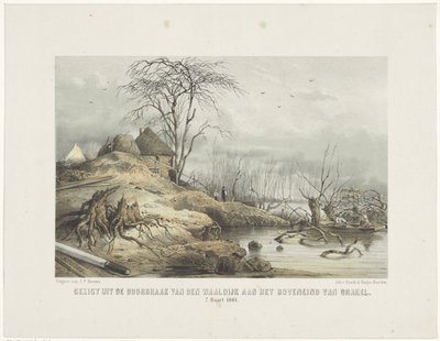 Rupture de la digue de la Waal (Vue de la rupture de la digue de la Waal au bout supérieur de Brakel le 7 mars 1801) - Gerardus Johannes Bos