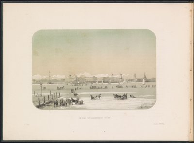 Plaisirs sur glace sur la Meuse à Rotterdam, vue depuis Katendrecht, 1855 - Gerardus Johannes Bos