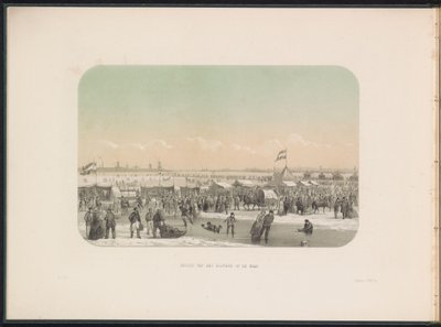Divertissement sur glace sur la Meuse à Rotterdam, vu depuis le bastion, 1855 - Gerardus Johannes Bos