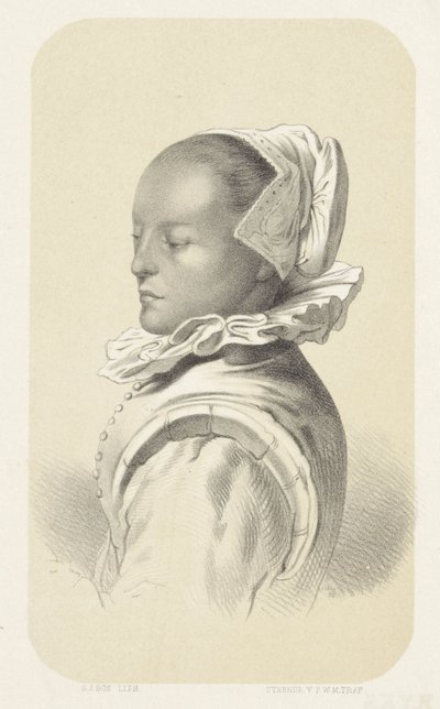Femme avec bonnet blanc et col - Gerardus Johannes Bos