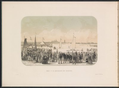 Course de yachts sur glace sur la Meuse à Rotterdam, 1855 - Gerardus Johannes Bos