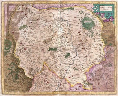Région bavaroise et le fleuve Danube, Allemagne (gravure) - Gerardus Mercator