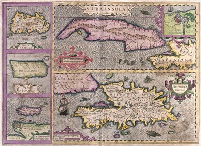 Cuba, Jamaïque, Haïti, Porto Rico (Caraïbes) (gravure) - Gerardus Mercator