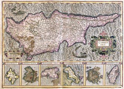 Chypre et les îles Stalimini (Lemnos) Chios, Mitilene, Negroponte, Cerigo et Rhodus (gravure) - Gerardus Mercator
