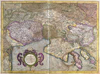 Frioul, Italie - Slovénie (Istrie) avec le golfe de Trieste et les Balkans (gravure) - Gerardus Mercator