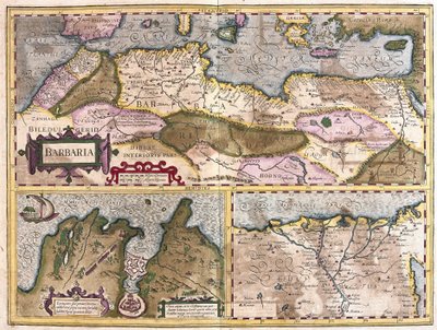 Afrique du Nord avec siège de Tunis et delta du Nil (gravure) - Gerardus Mercator