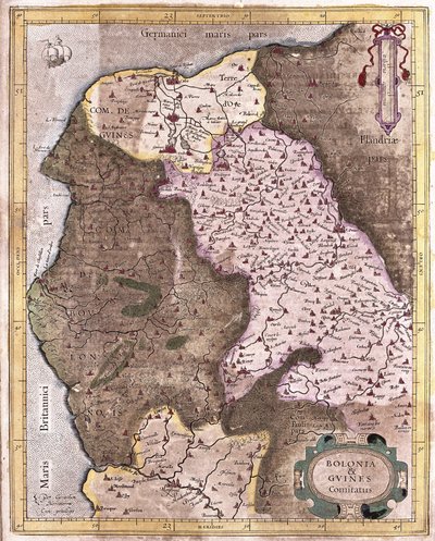 La côte de Berck à Gravelines, Belgique (gravure) - Gerardus Mercator