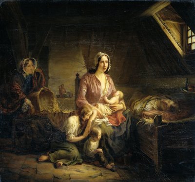 Une dame riche rend visite à une famille pauvre - Gerardus Terlaak