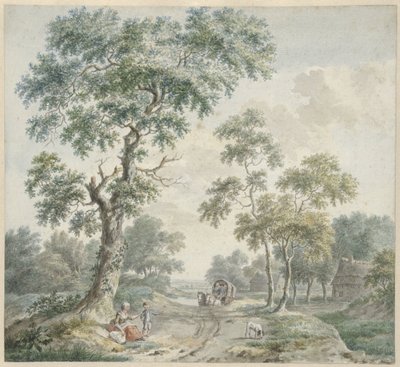 Lisière de forêt avec fermes et chemin de sable - Gerardus Wieringa