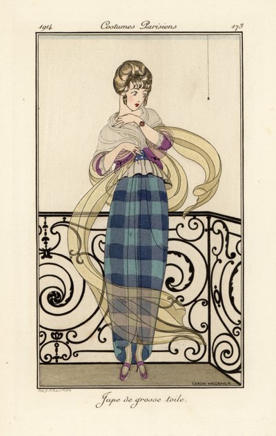 Femme en grande jupe de toile, ayant peur d