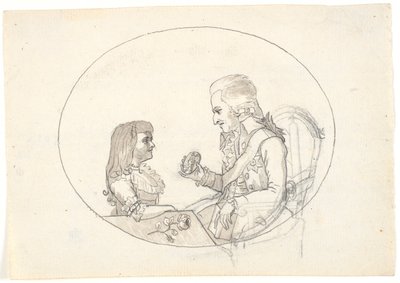 Prince héritier Frederik avec le prince héritier (Chr. VIII) montrant un portrait de la défunte princesse héritière Sofie Frederikke - Gerhard Ludvig Lahde