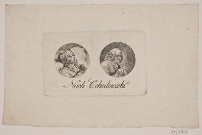 Feuille avec deux portraits en médaillon - Gerhard Ludvig Lahde