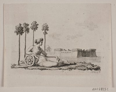 Femme allongée près du fort - Gerhard Ludvig Lahde