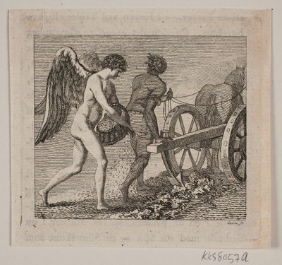 Génie ailé suivant un laboureur - Gerhard Ludvig Lahde