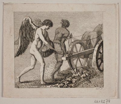Génie ailé suivant un laboureur - Gerhard Ludvig Lahde
