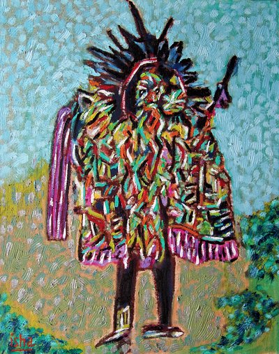 Chamane caméléon, 2020 (huile sur toile) - Gerhardt Isringhaus