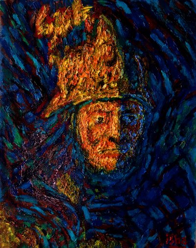 Homme en or casqué d