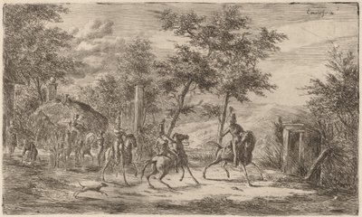 Cavalerie et chariot de foin - Gerhardus Emaus de Micault