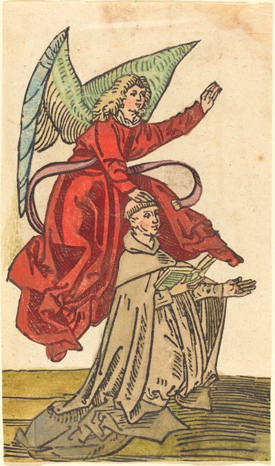 Un moine avec un ange - German 15th Century