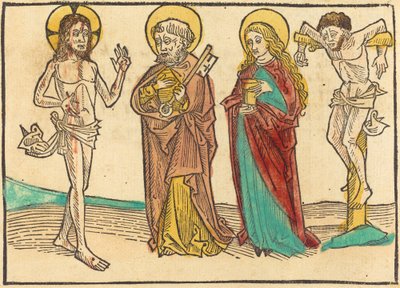 Christ montrant ses plaies à Pierre, la Madeleine et le bon larron - German 15th Century
