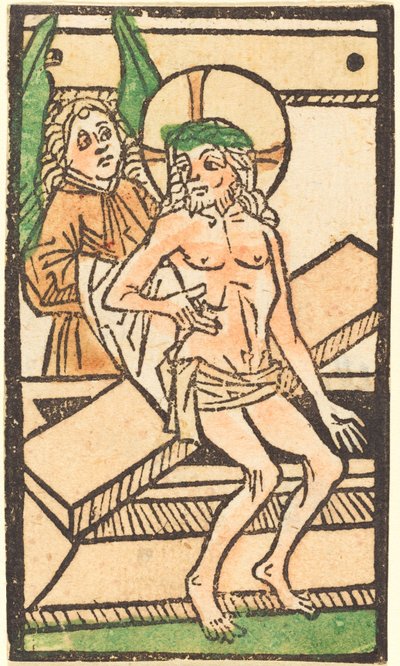 Christ assis sur son tombeau avec un ange - German 15th Century