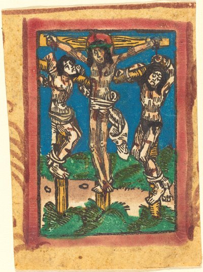 Christ sur la croix entre les deux voleurs - German 15th Century