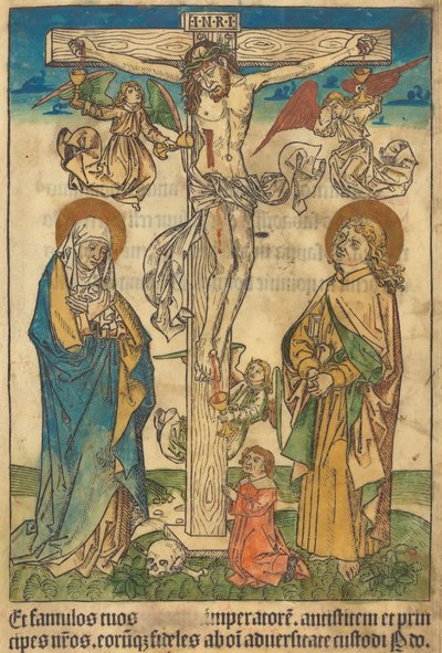 Christ sur la croix avec des anges - German 15th Century