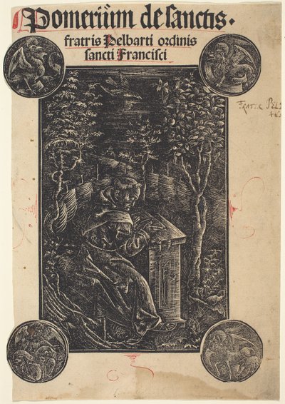 Franciscain, Pelbartus de Temesvar, dans un jardin - German 15th Century